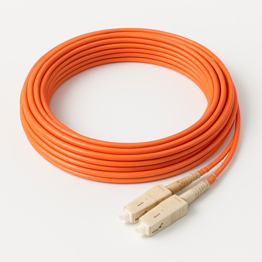 SC-SC OM2 MM Duplex LSZH Patch Cord, Orange, 20mtr — illustrative AI-generated image