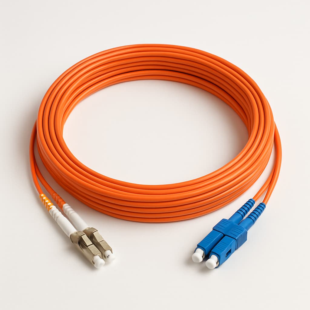 LC-SC OM2 MM Duplex LSZH Patchcord, Orange, 20mtr — illustrative AI-generated image