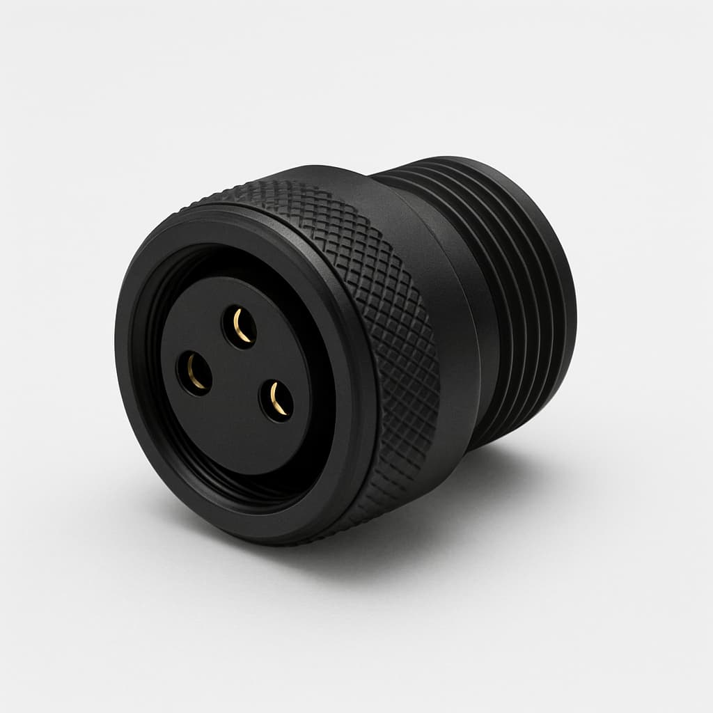 S42A2S-P03MSN9-600S Minisnap PC Plug, 3 way, Size 2, Black — illustrative AI-generated image