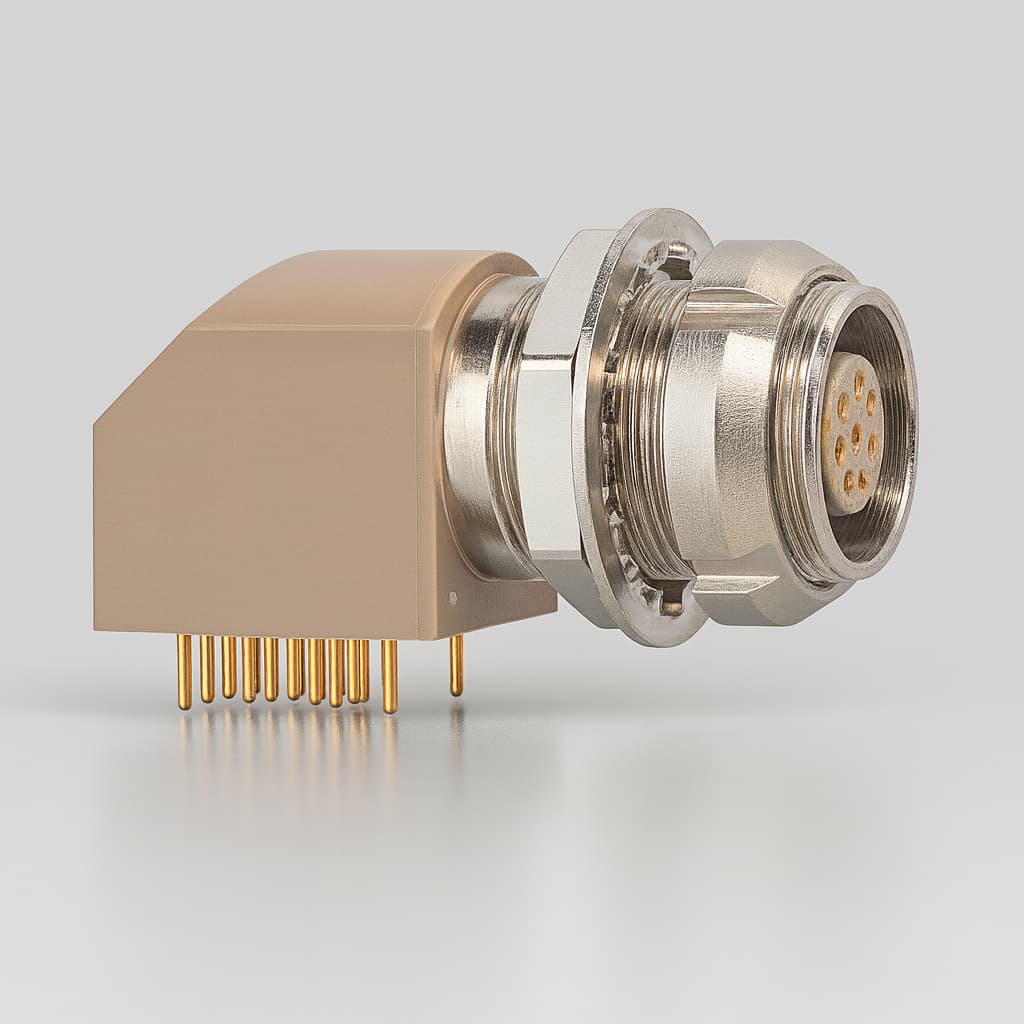 EXG.1B.308.HLN elbow PCB socket, 8 contacts — illustrative AI-generated image