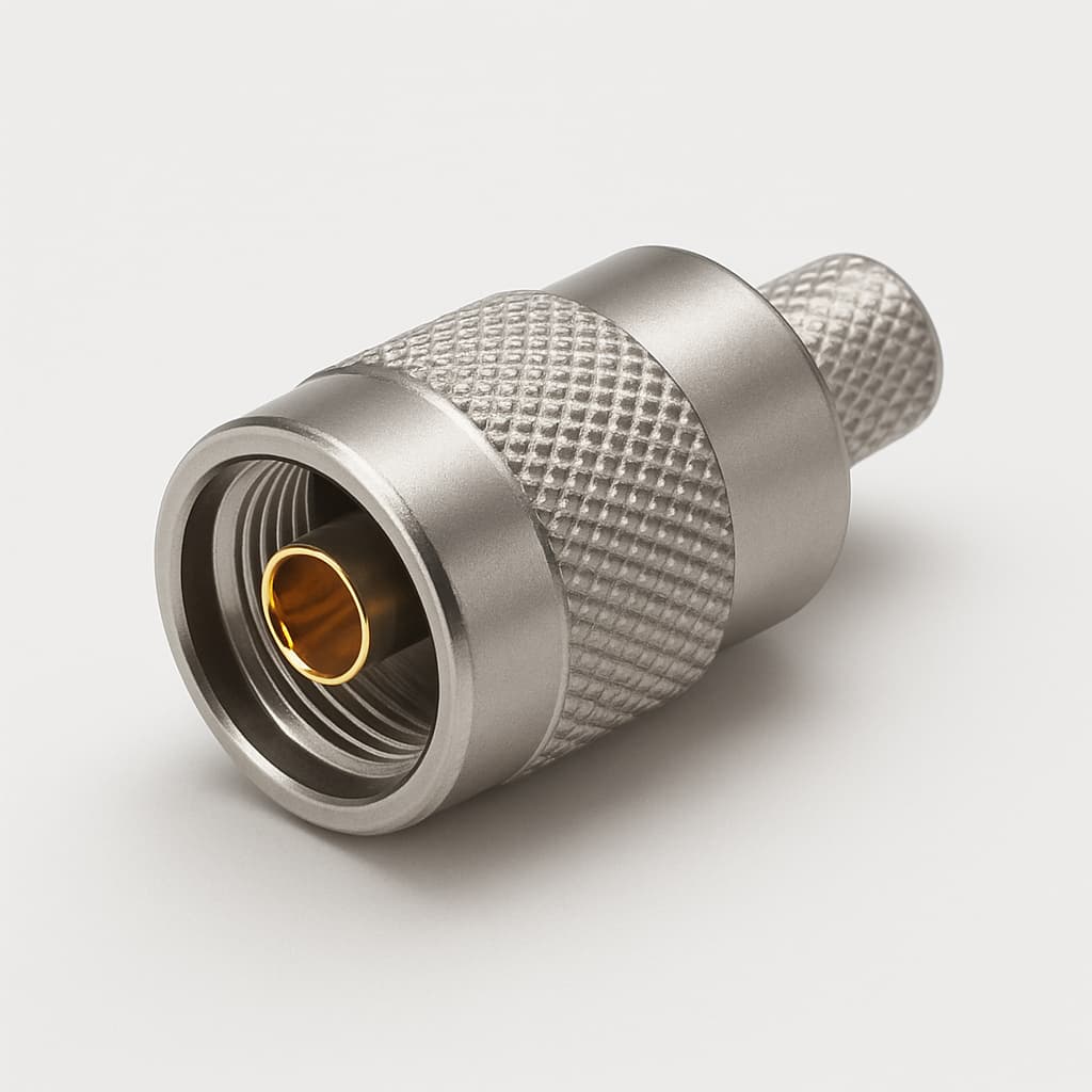Telegartner J01020A0183 N Plug, straight, solder/clamp — illustrative AI-generated image