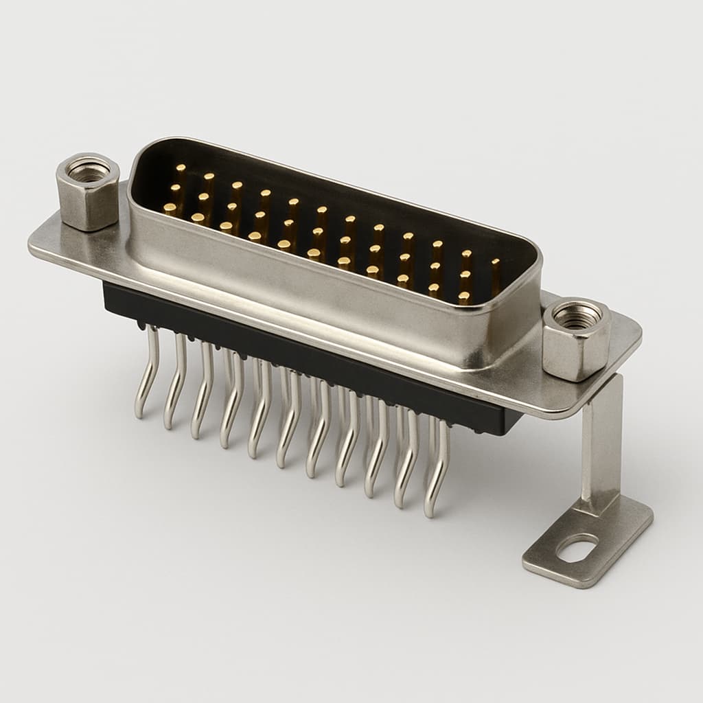 MOLEX / FCT F37P5G2-0994 D-Sub 37P Male Angled PCB Connector with Bracket — illustrative AI-generated image