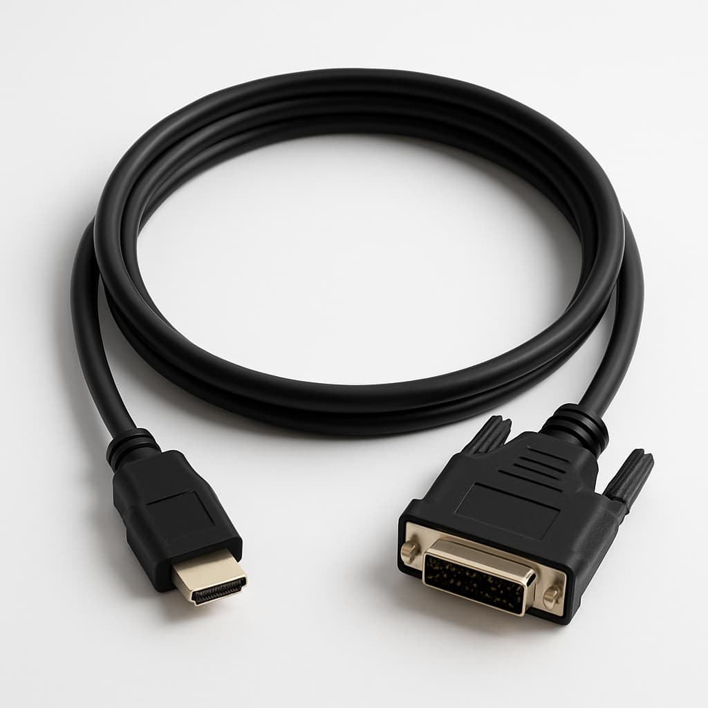 HDMI to DVI Male Cable, Black, 1.8 m — illustrative AI-generated image