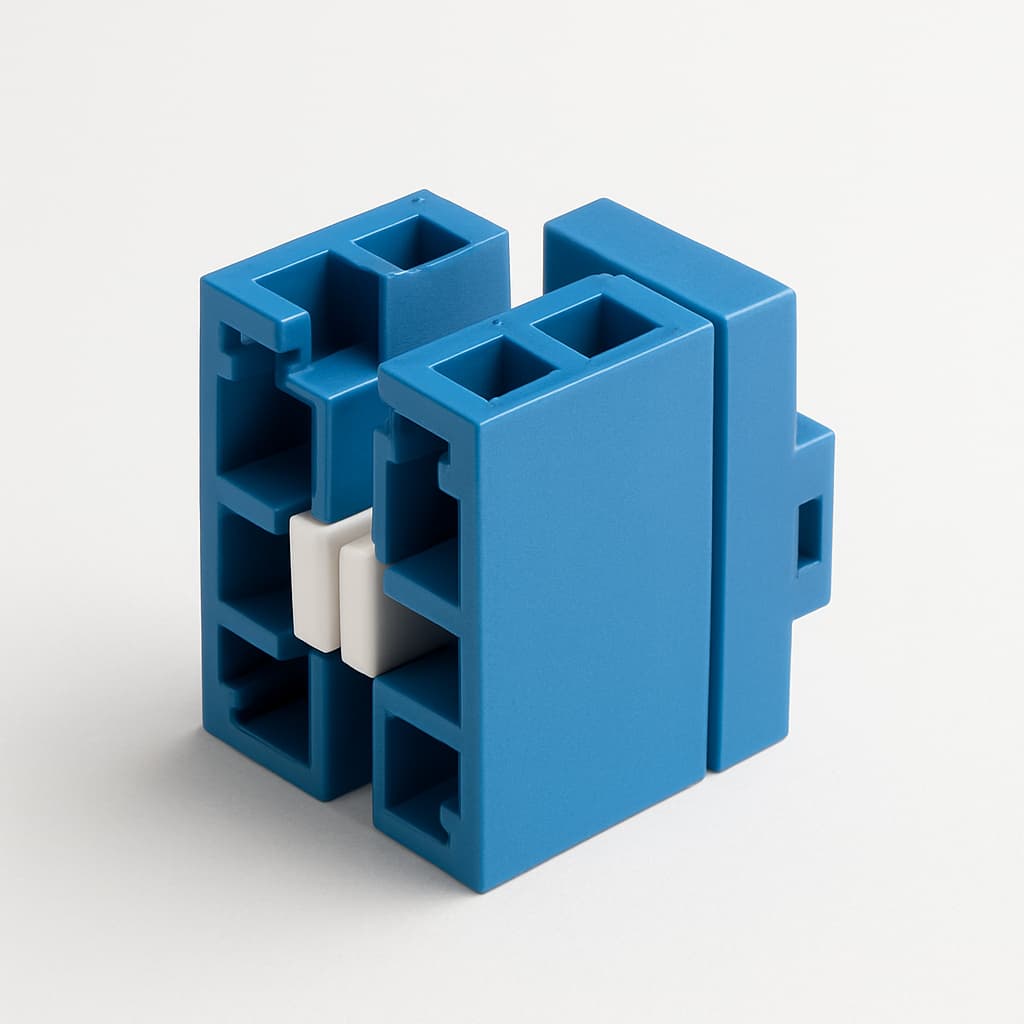 J08071A0077 LC-Q Adaptor MM/SM Ceramic Blue OS2 — illustrative AI-generated image