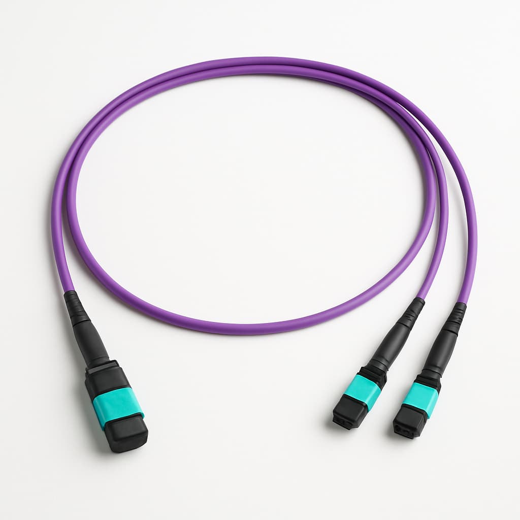 Telegaertner L00831A2411 MPO24 Harness, MPO24m to 2xMPO12m, 2m — illustrative AI-generated image