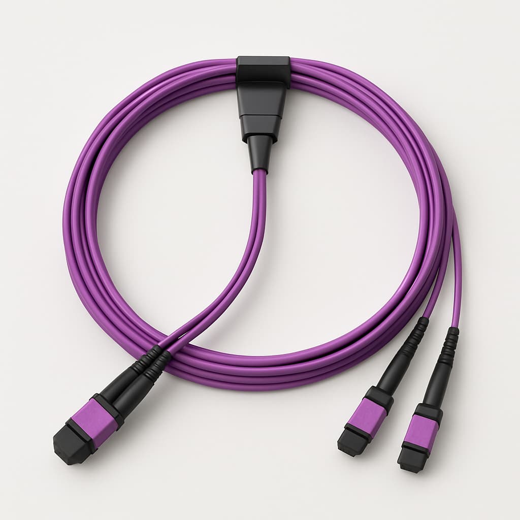 Telegaertner L00833A2411 MPO24 Harness, MPO24m to 2xMPO12m, 5m — illustrative AI-generated image