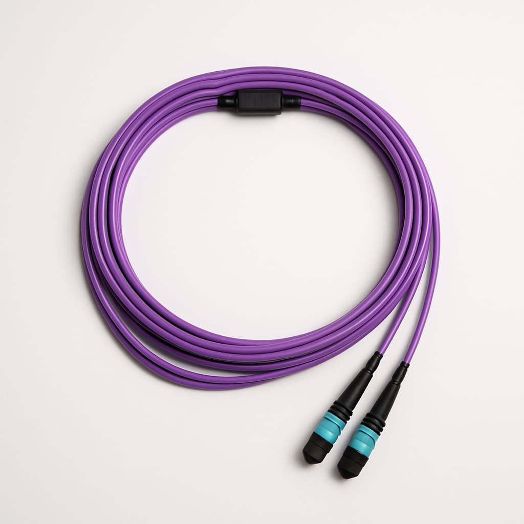 Telegaertner L00835A2411 MPO24 Harness, 10m, MM OM4, Violet — illustrative AI-generated image