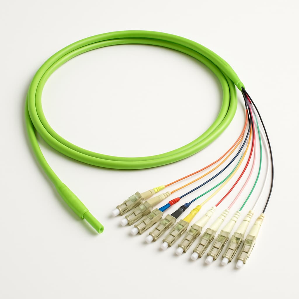 Telegaertner L00879A0044 Pigtail Set G50/125 OM5, 12 x LC, 2.0m — illustrative AI-generated image