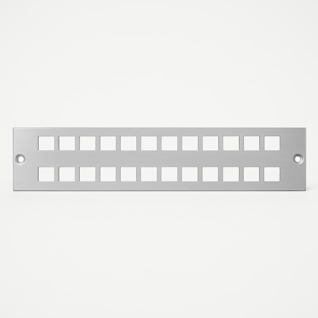 Front Plate PROFI E Anodised 1 HU for 24 LC-D Adaptors, H02025A0611 — illustrative AI-generated image