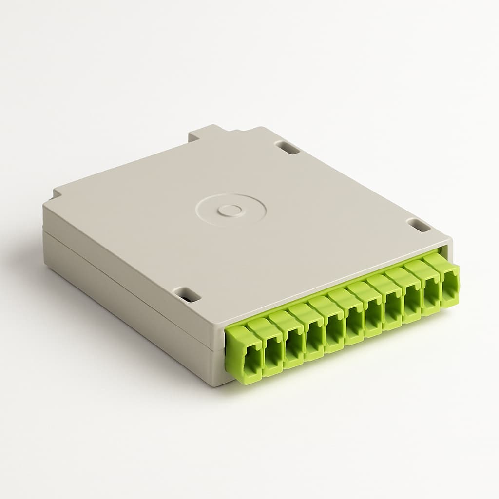 Telegaertner H02050A0349 Splice Cassette, G50/125 OM5, 12 x LC Lime Green — illustrative AI-generated image