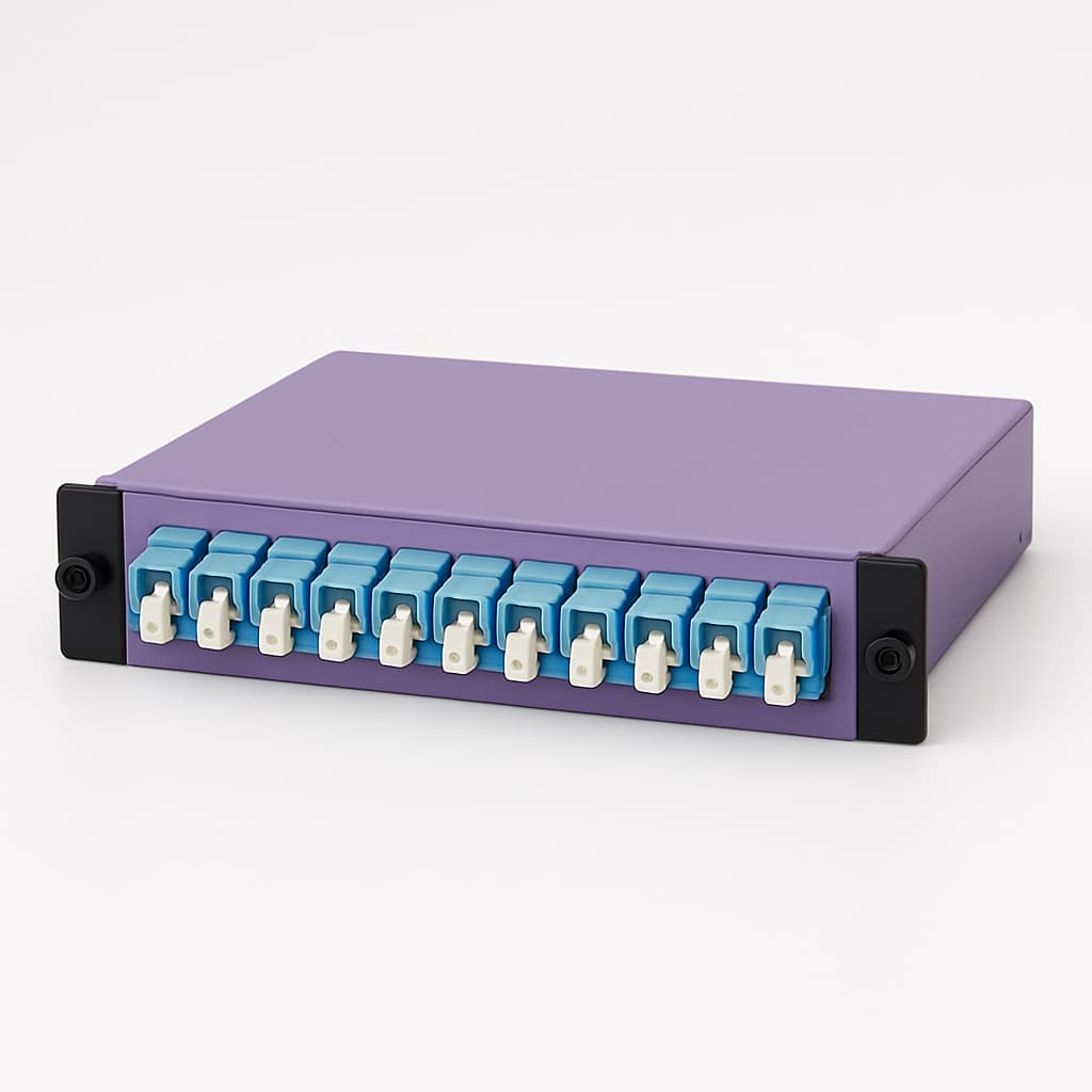 HD3 FanOut Module 1HU 12xLC D MM Violet, H02050A4042 — illustrative AI-generated image