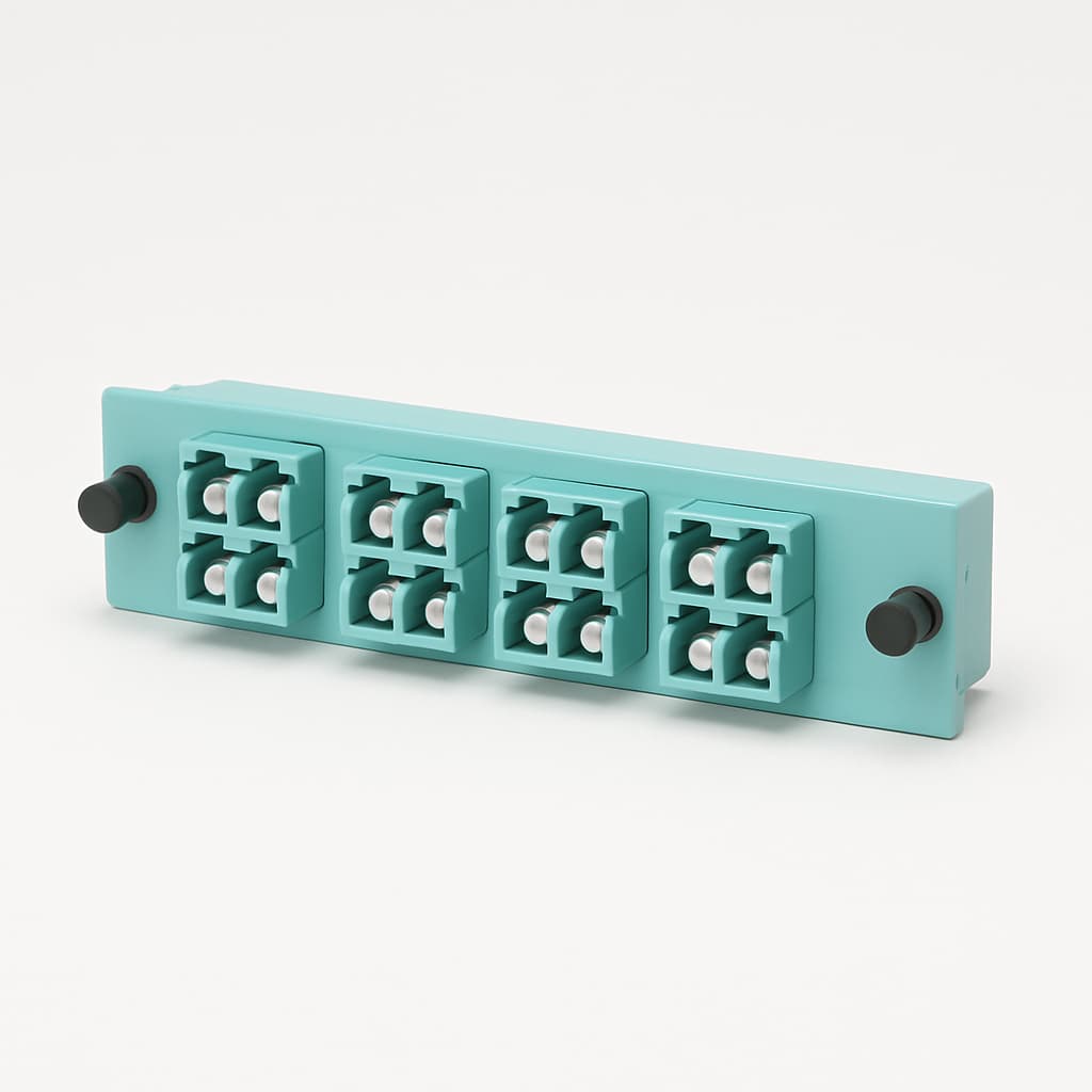 Telegaertner H02050A4077 HD3-ES Patch Module 1.0HU 12xLC D OM3 Aqua — illustrative AI-generated image