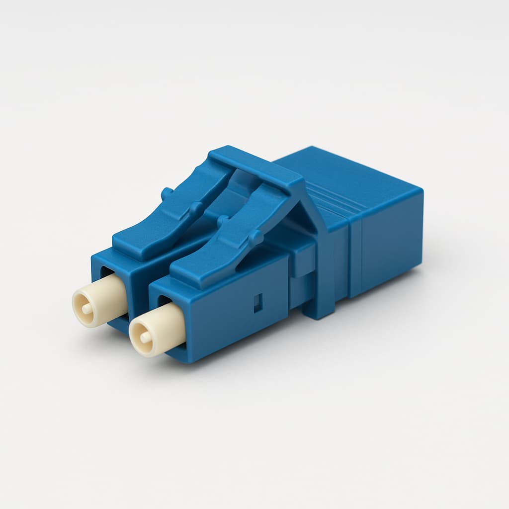 Telegaertner U01100A0393 LC HD Duplex Plug, SM, Blue — illustrative AI-generated image