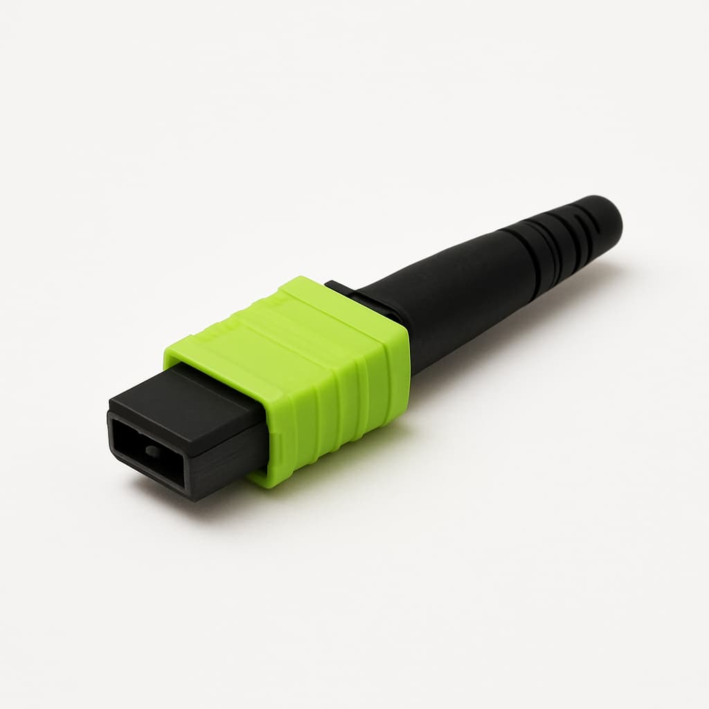 MPO Plug U01100A0424, MM, Male, Lime Green — illustrative AI-generated image