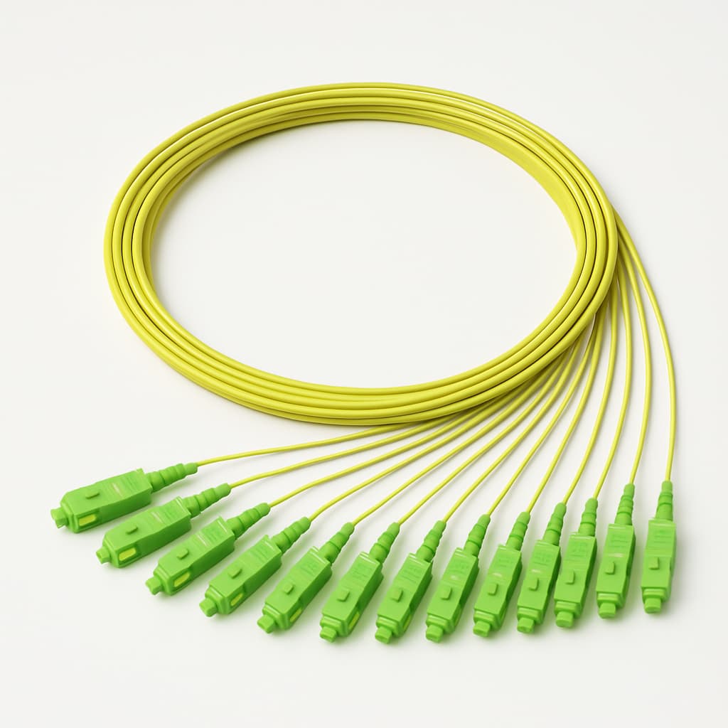 L00889W0081 Pigtail Set 50/125 OM5 with 12 x SC, 2.0 m — illustrative AI-generated image