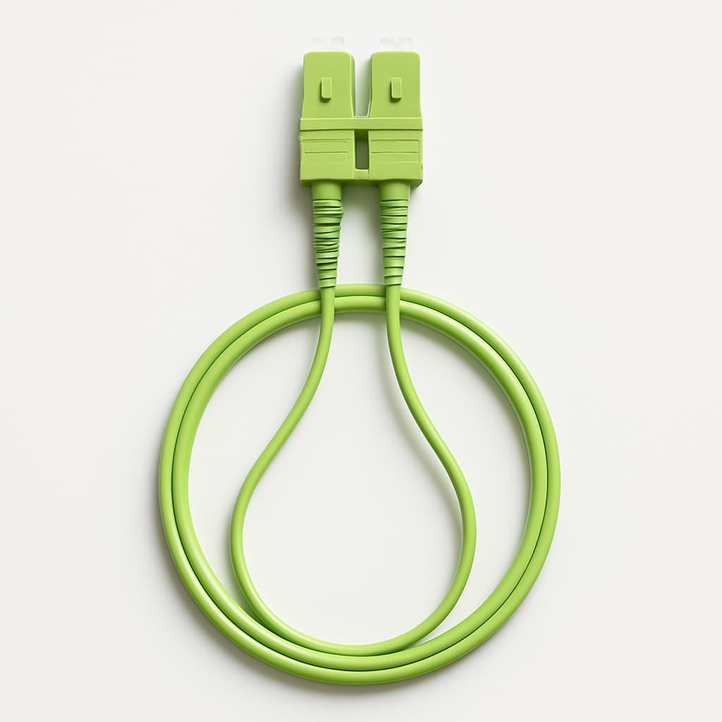 U01100A0422 SC Duplex Plug OM5 Cable Assembly, Lime Green — illustrative AI-generated image