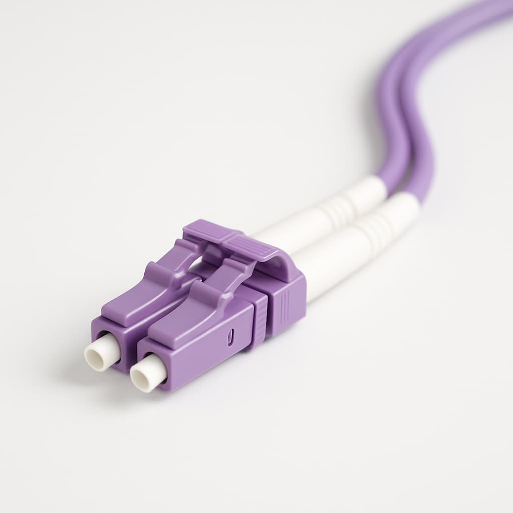 Telegaertner U01100A0414 LC Duplex Plug UPC MM Cable Assembly — illustrative AI-generated image