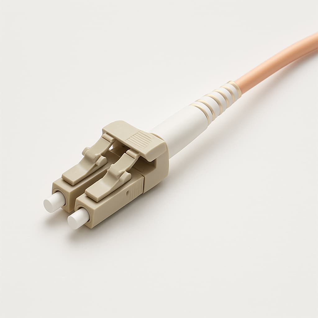 LC Duplex Plug MM with Flex-Angle Cable Assembly U01100A0416 — illustrative AI-generated image