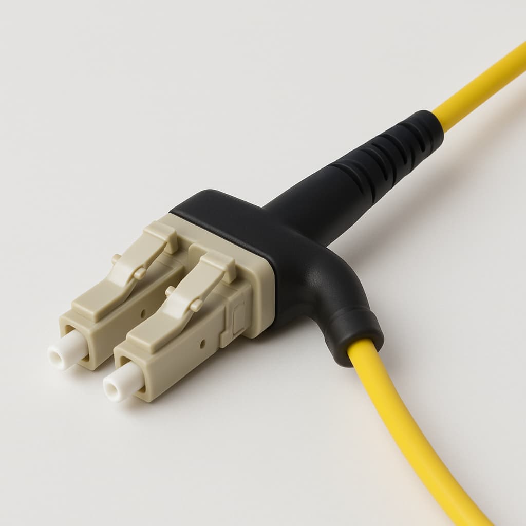 Telegaertner U01100A0420 LC Duplex Plug MM with Flex-Angle Cable Assembly — illustrative AI-generated image