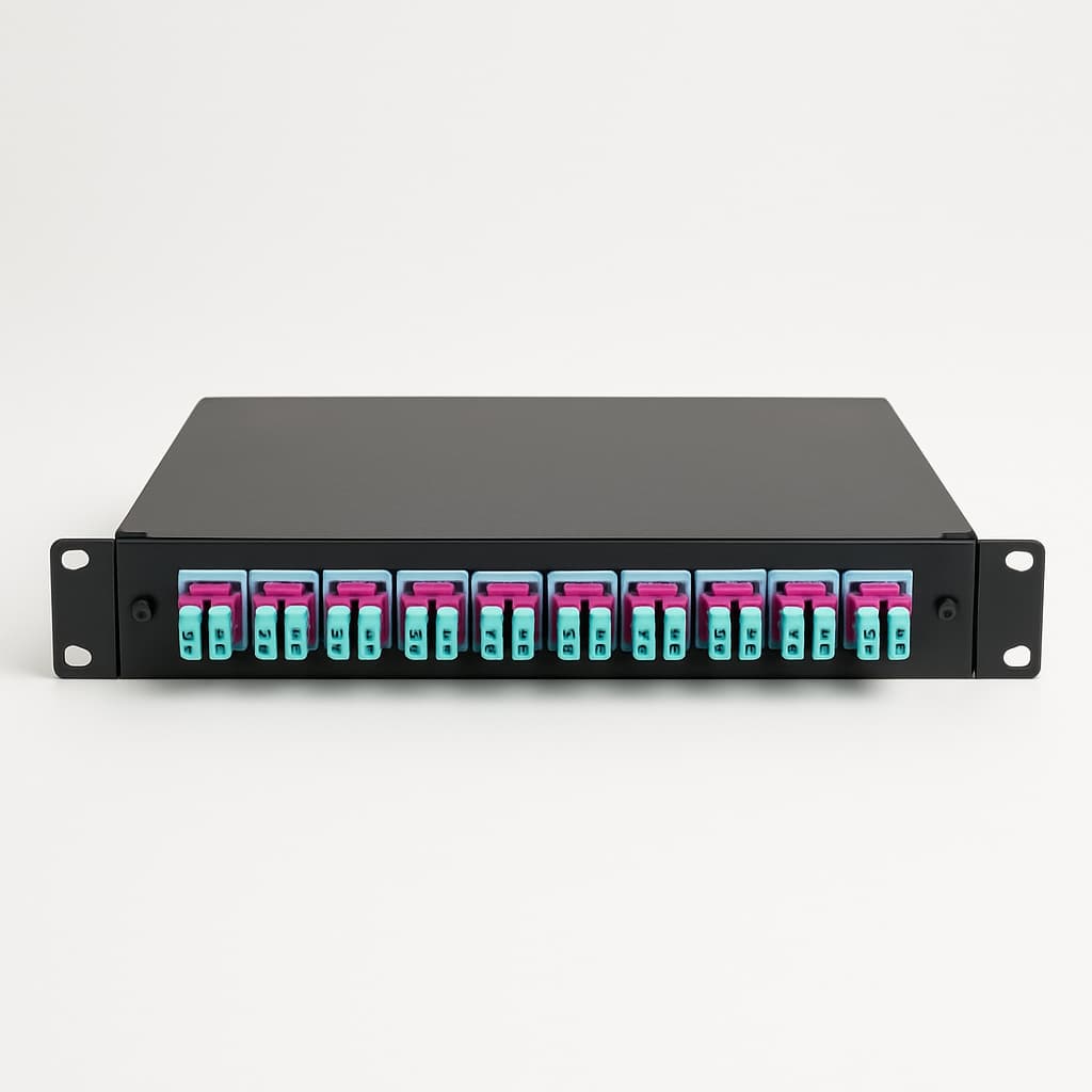 Telegaertner EWB90019-40 FO-M HD3ES 1U 12 LCD OM4 PT — illustrative AI-generated image